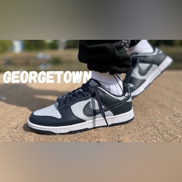 Youth Sz 7Y (Euro Sz 40) Nike Dunk Low Georgetown Shoes Wolf Grey/Dark Obsidian - Picture 6 of 16